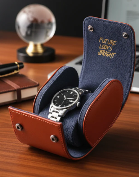 FLB Cognac Embossed Leather Watch Carrier