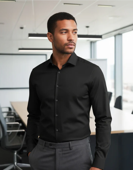 Black Tencel Button Down Shirt (Classic Fit)